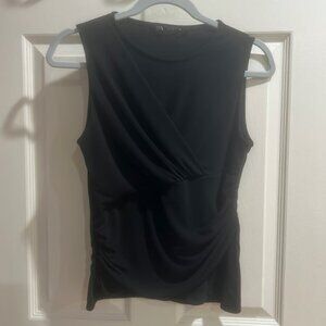 Zara ruched wide strap crewneck tank top